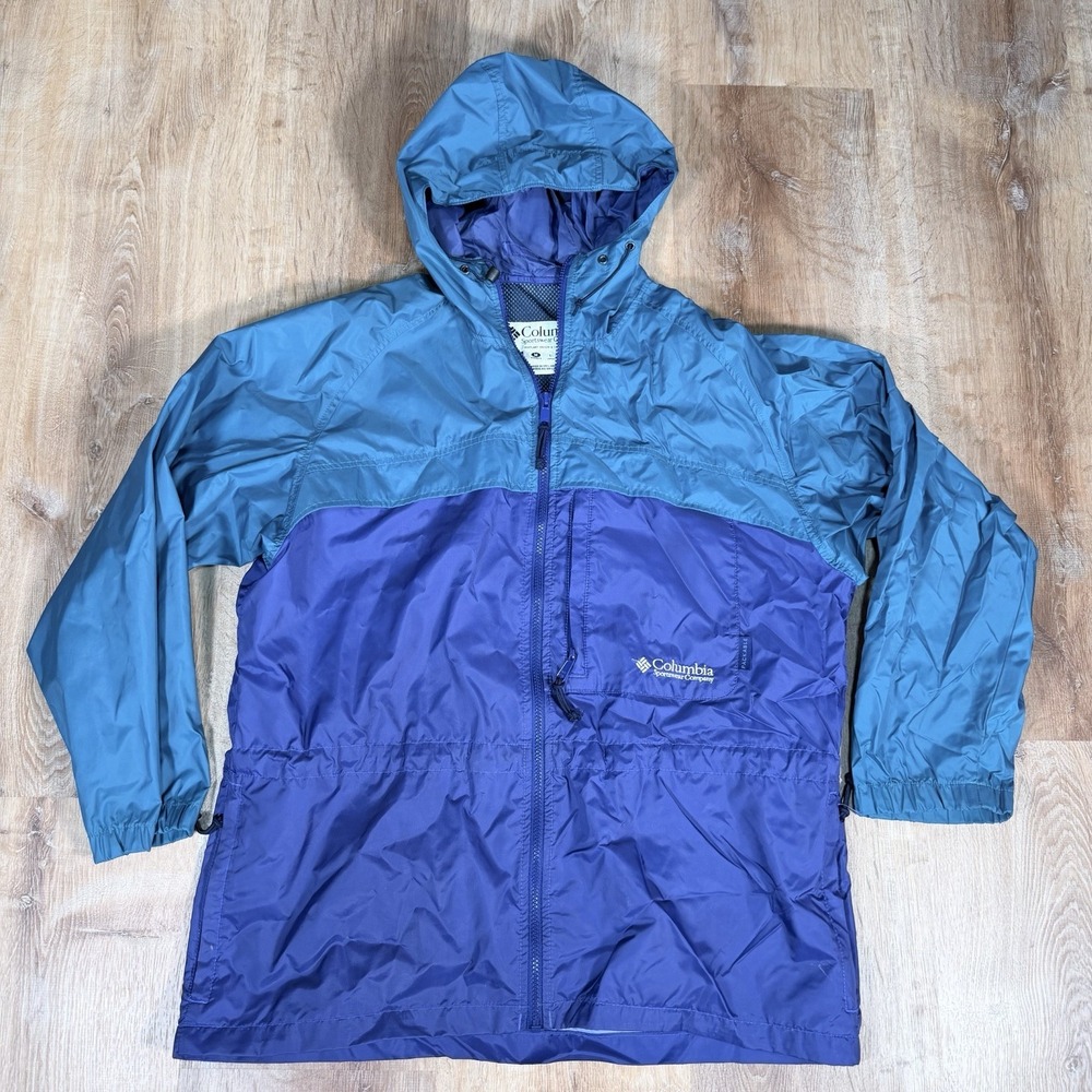 Columbia Vintage 90s Colorblock Windbreaker Womens Medium Jacket Packable Teal